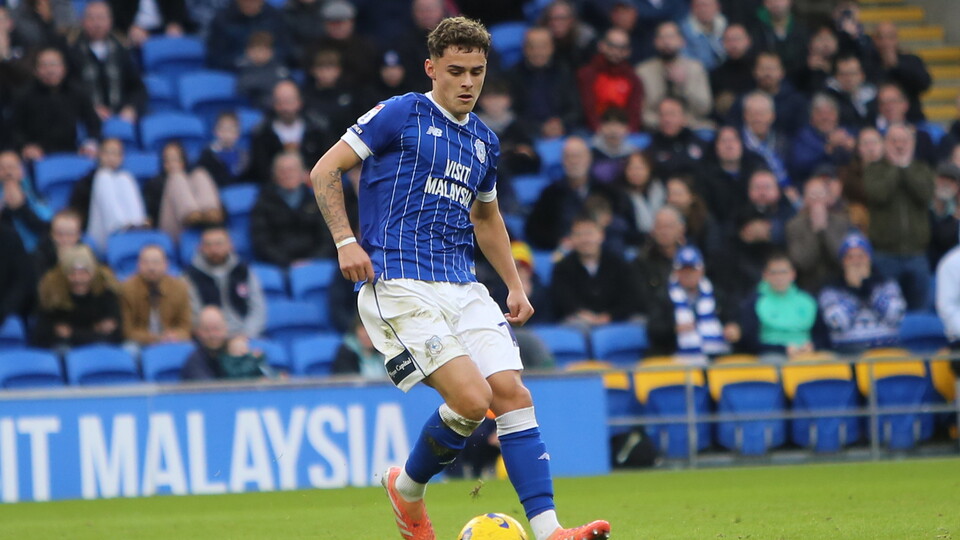 Alex Robertson in action for Cardiff City FC