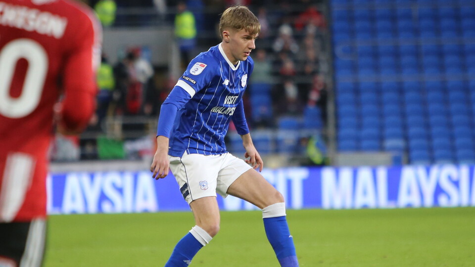 Joel Bagan in action against Exeter City at CCS.