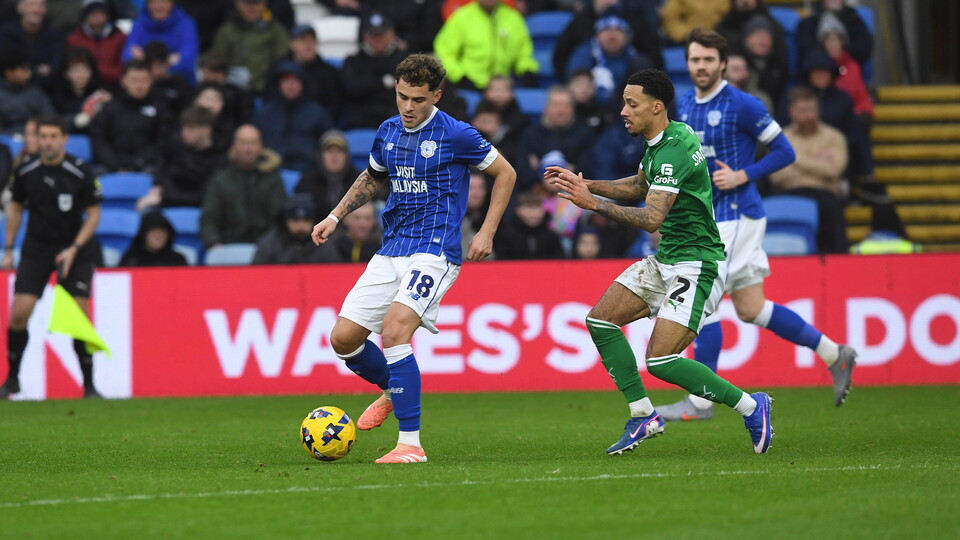 Alex Robertson in action for Cardiff City FC