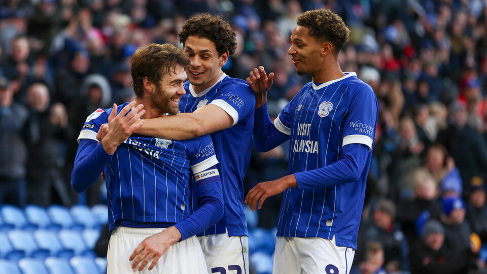 Calum Chambers celebrates scoring for Cardiff City FC