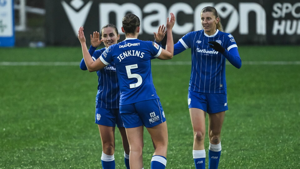 Hannah Power, Nieve Jenkins and Shannon Evans celebrate