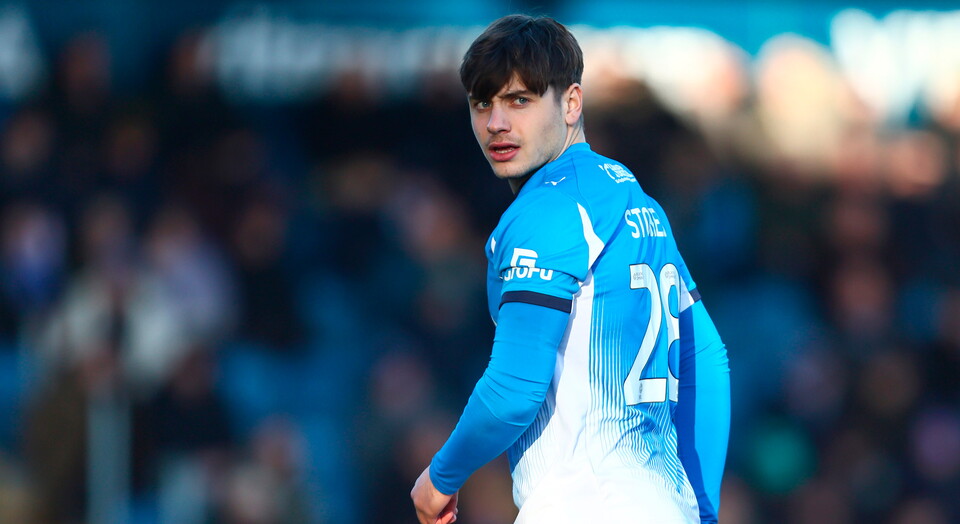 Josh Stokes in action for Stockport County