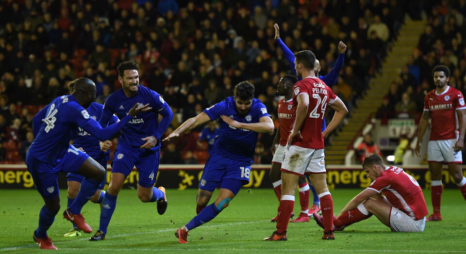 Callum Paterson celebrates his goal against Barnsley.