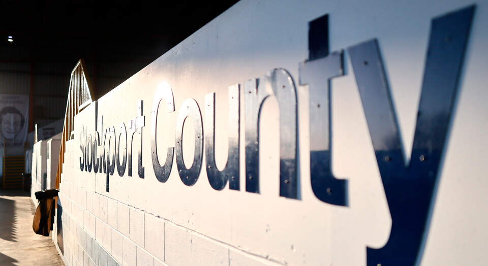 Stockport County's sign at their stadium.