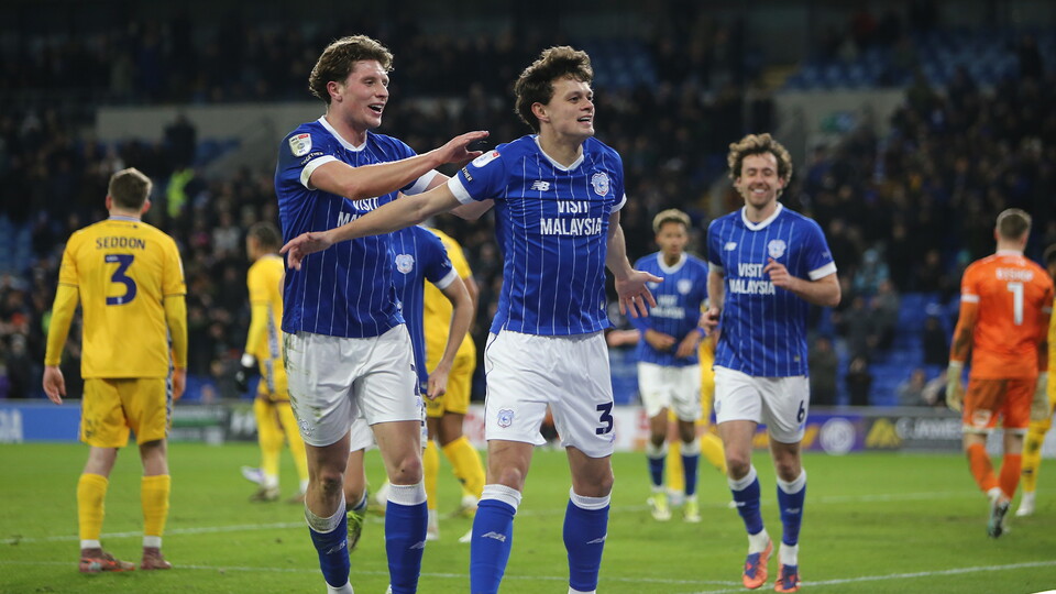 Perry Ng celebrates scoring for Cardiff City FC