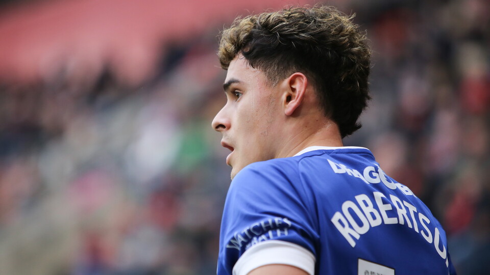 Alex Robertson in action for Cardiff City Football Club