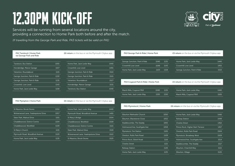 Plymouth CityBus timings