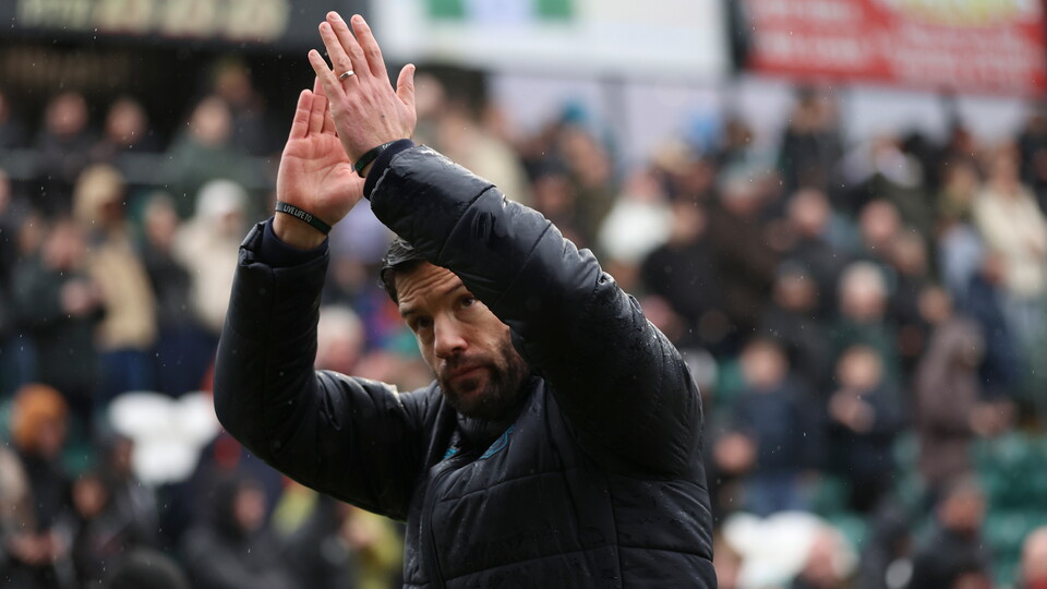 City boss Brian Barry-Murphy applauds the away support at Plymouth Argyle.