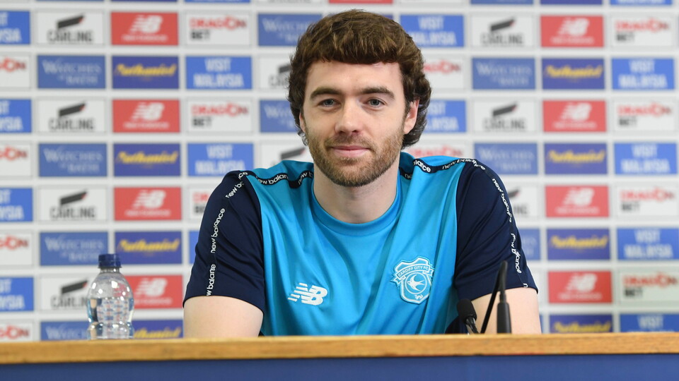 Calum Chambers on press duty at CCS.