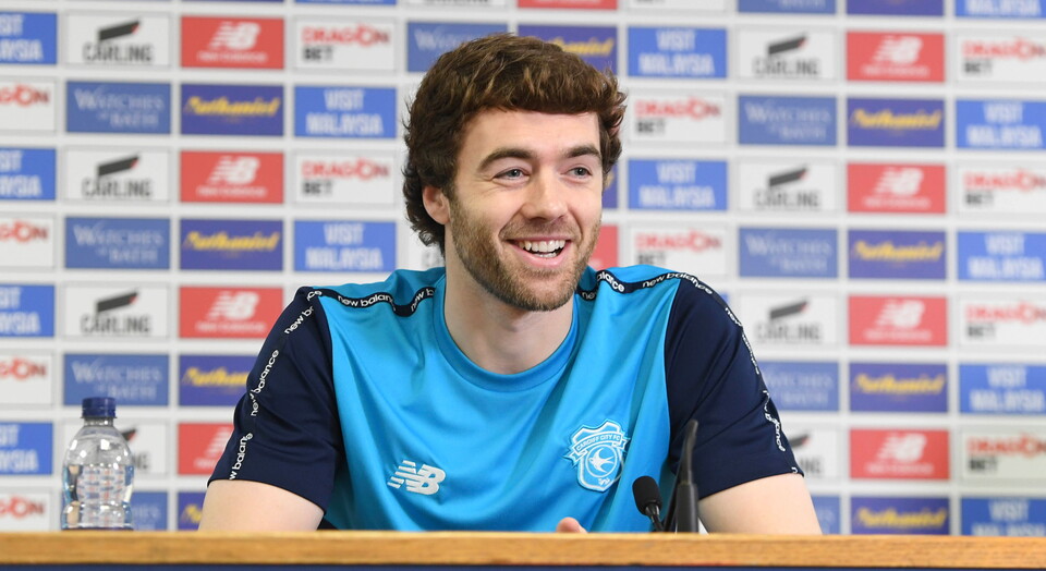 City defender Calum Chambers on press duty.