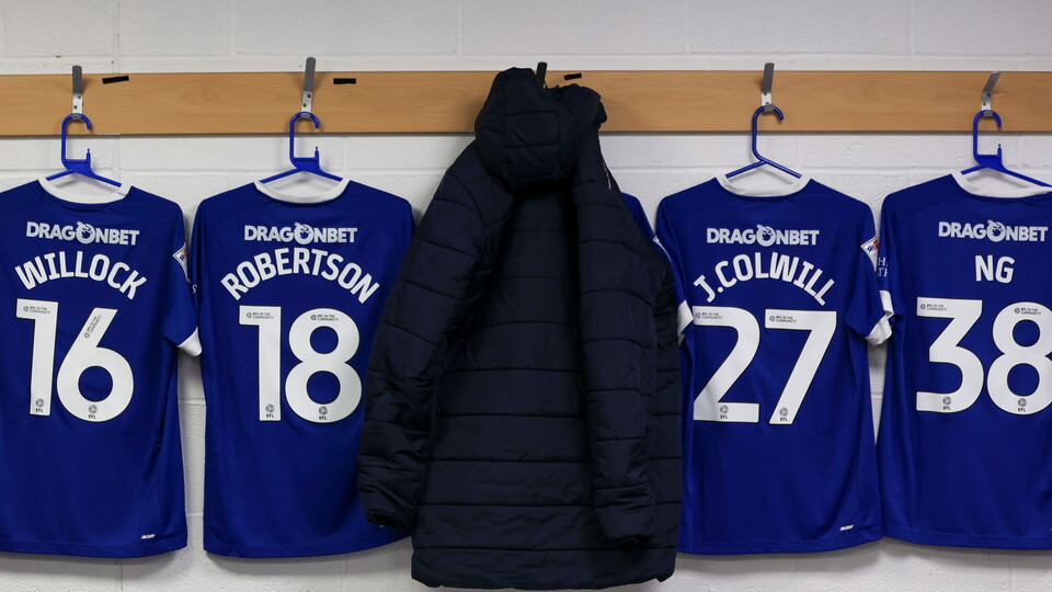 City's shirts in the dressing room before the game at Plymouth Argyle.