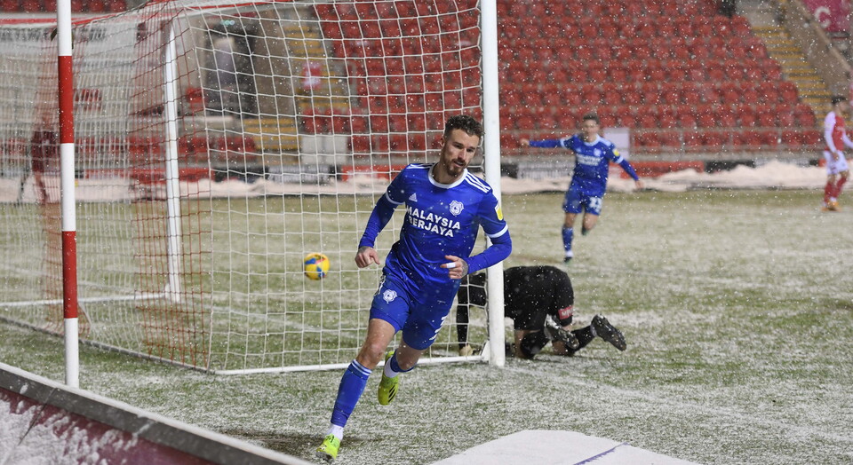 City full-back Joe Bennett scores the winner against Rotherham United