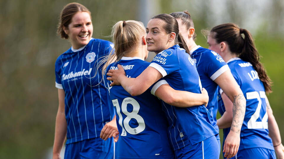 The Bluebirds celebrate Lily Billingham’s goal.