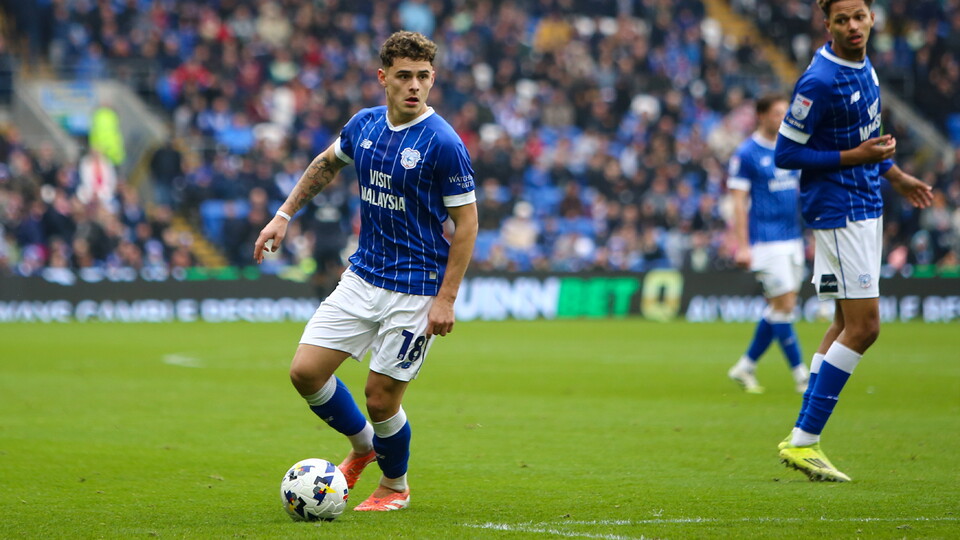Alex Robertson in action for Cardiff City Football Club