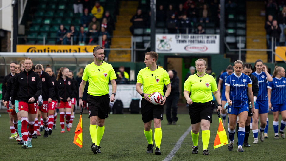 The Bluebirds walkout before their semi-final clash with Wrexham.