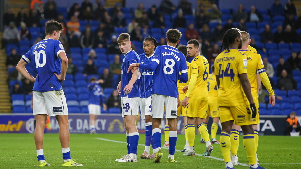 The Bluebirds line-up for a set piece.