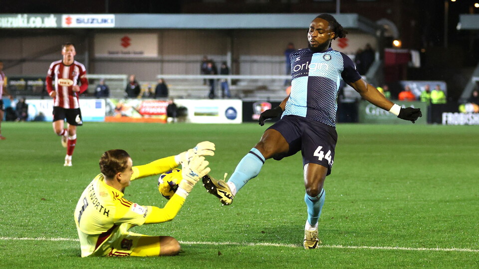 Fred Onyedinma in action for Wycombe Wanderers.