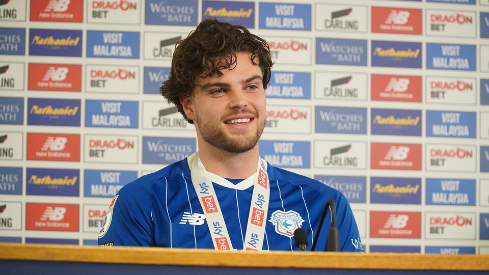 Ollie Tanner speaks to the press following City's 5-1 win over Northampton Town.