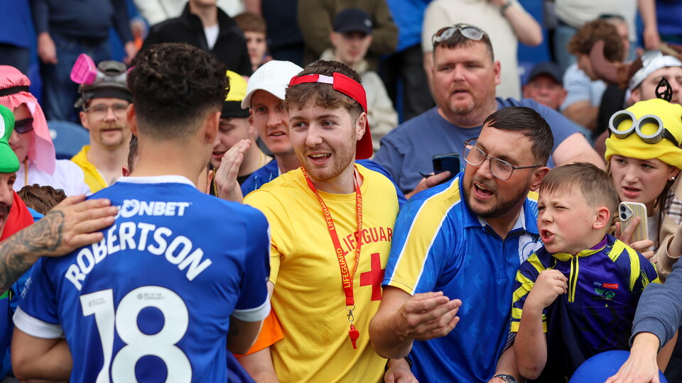 Cardiff City supporters at Mansfield Town
