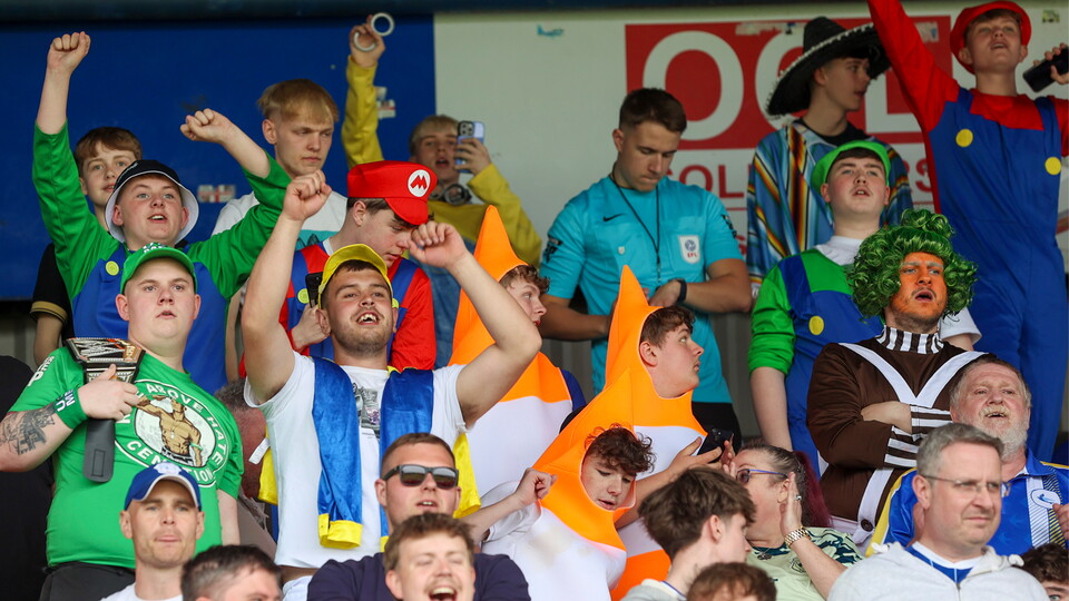 Cardiff City supporters at Mansfield Town