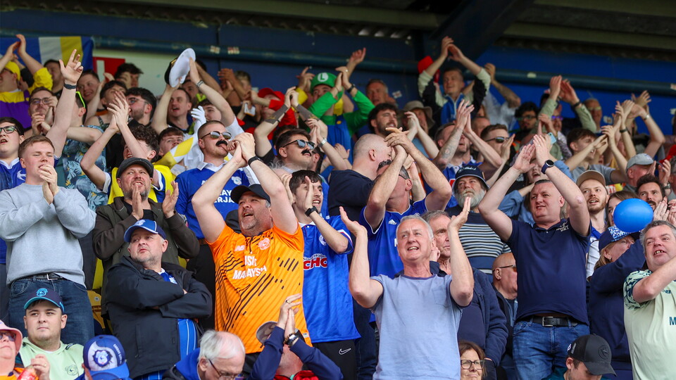 Cardiff City supporters at Mansfield Town
