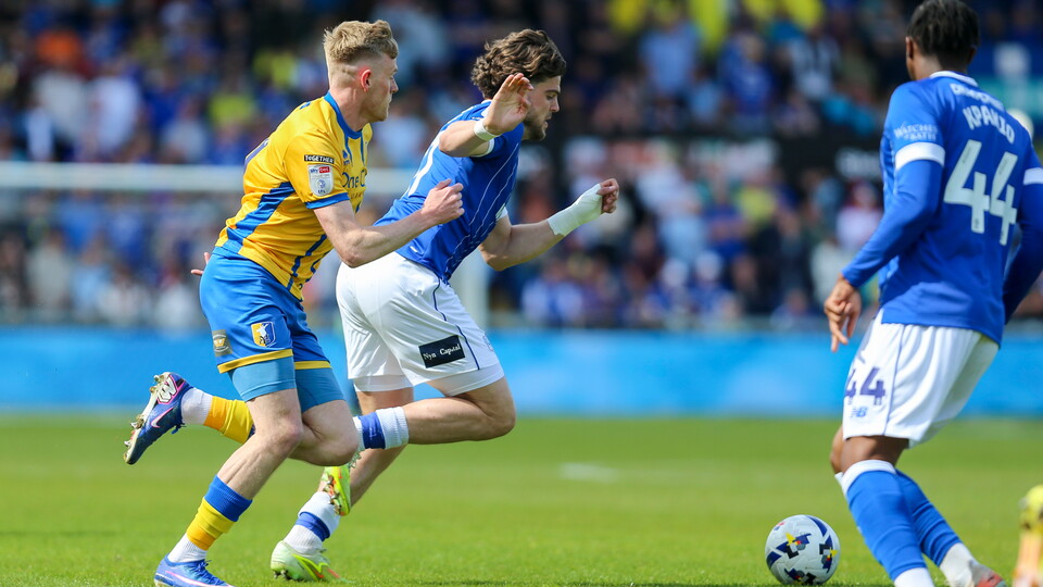 Ollie Tanner in action for City in Mansfield.