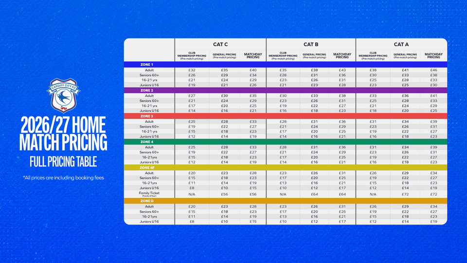 2026/27 Home Match Ticket Pricing