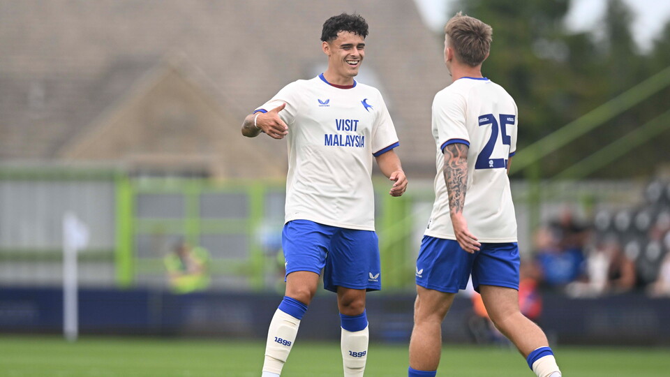 Alex Robertson and Isaak Davies celebrate at Nailsworth.