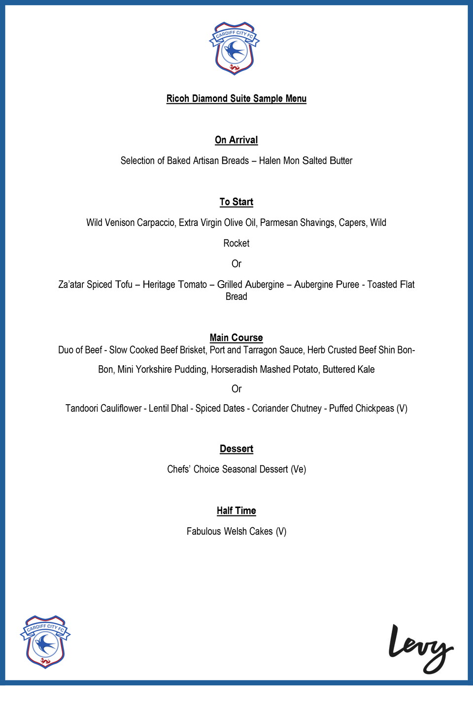 Ricoh Diamond Suite Sample Menu.