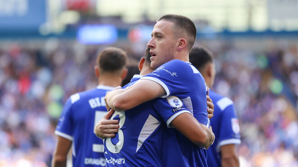 Jack Moylan celebrates his goal against Sheffield United,