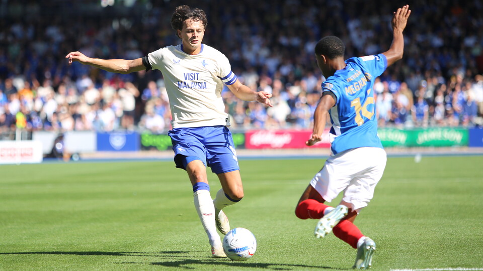 Perry Ng in action for City at Fratton Park.