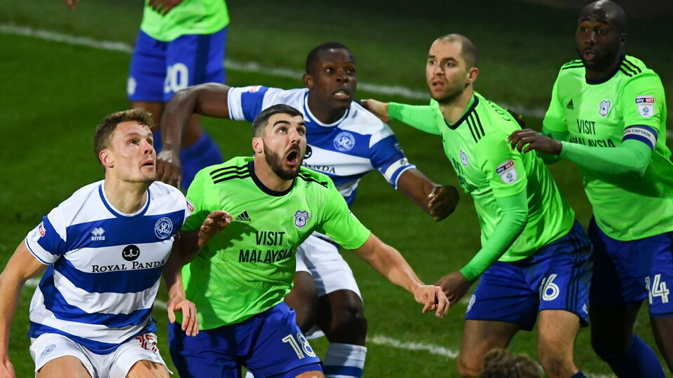 City legend and former QPR man Matt Connolly in action for the Bluebirds against the Hoops.