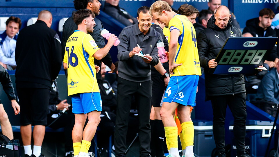 Birmingham City boss Chris Davies gives instructions to his players.