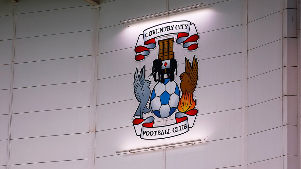Coventry City's crest on their stadium.