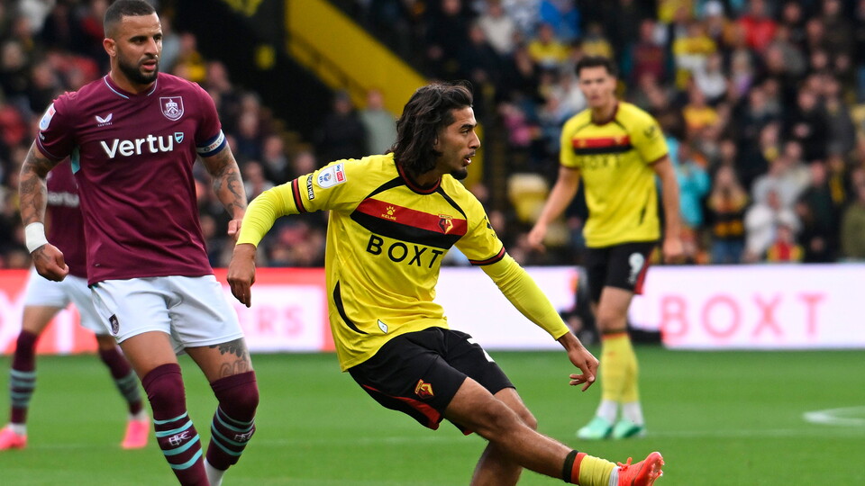 Watford in action against Burnley in their last match.