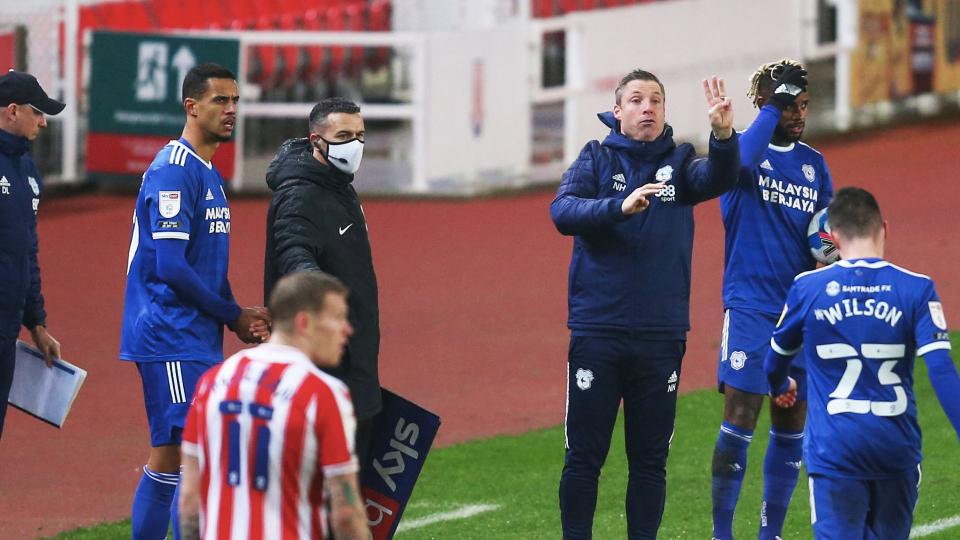 Neil Harris makes a substitution at Stoke...
