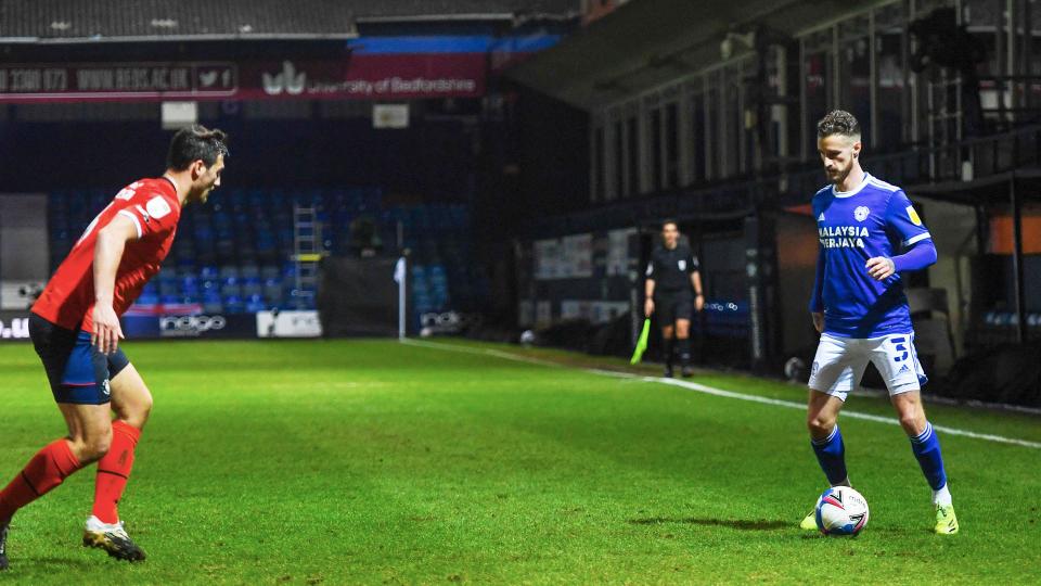 Joe Bennett in action at Luton Town...