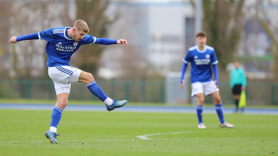 Keenan Patten shoots for goal...