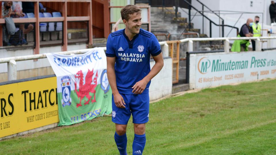 Will Vaulks prepares to take a corner at Twerton Park...