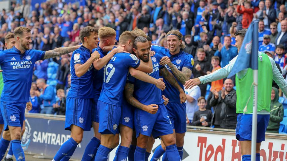 The Bluebirds celebrate at CCS...