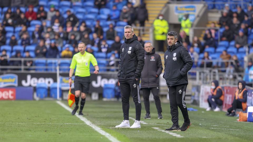 Steve Morison on the touchline at CCS...