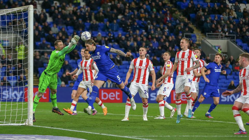 Aden Flint in action against Stoke City...