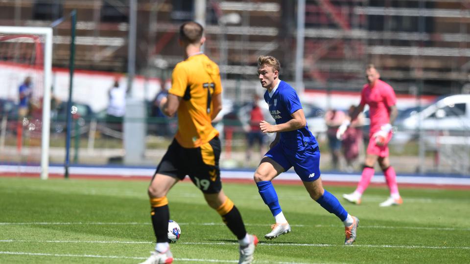 Eli King in action for City at Cardiff International Sports Campus...