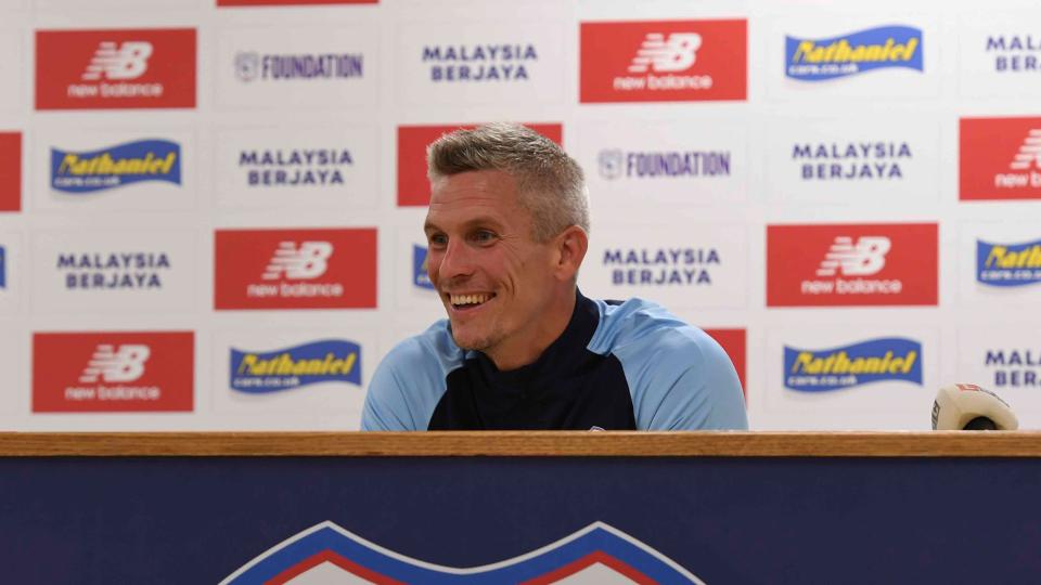 City boss Steve Morison in his pre-Norwich City press conference...