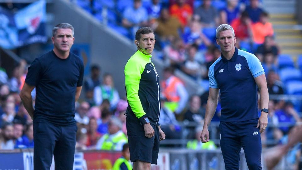 Steve Morison on the touchline at CCS...