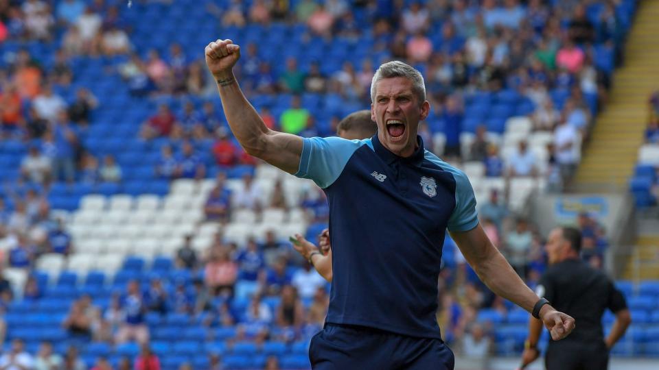 Steve Morison on the touchline at CCS...