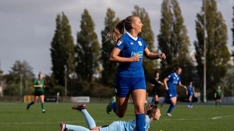Rhianne Oakley scores against Aberystwyth Town...