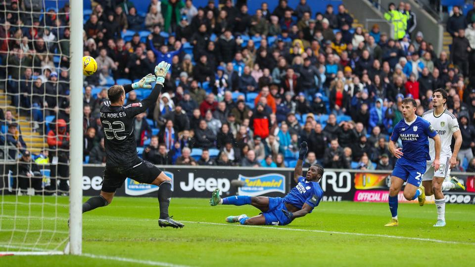 Sheyi Ojo scores against Leeds United...