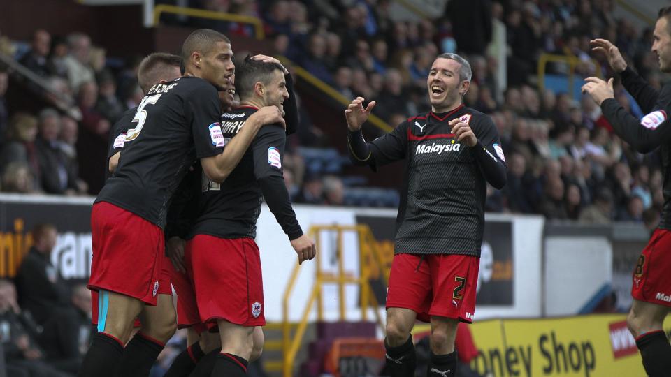 The Bluebirds celebrate at Burnley in 2013...