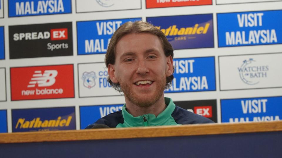 Josh Bowler speaks to the press